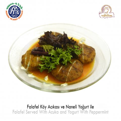 Falafel Served with Acuka and Yogurt with Peppermint