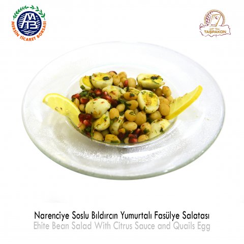 White Bean Salad with Citrus Sauce and Quails Egg