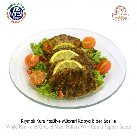 White Bean and Ground Meat Fritters with Capia Pepper Sauce