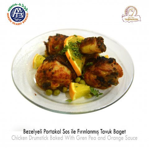 Chicken Drumstick Baked with Green Pea and Orange Sauce